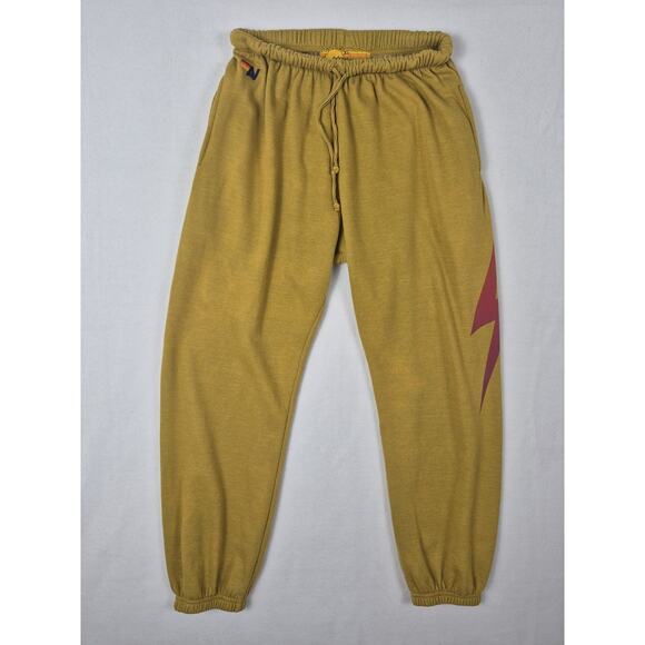 Aviator Nation Lightning Bolt Mustard Yellow Women’s Sweatpants Size XL - Picture 1 of 10
